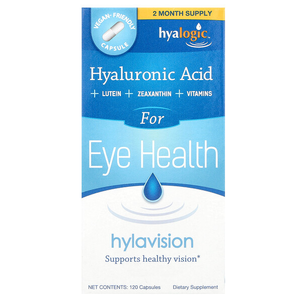 Hylavision, Гиалуроновая кислота + лютеин + зеаксатин + витамины, 120 капсул Hyalogic