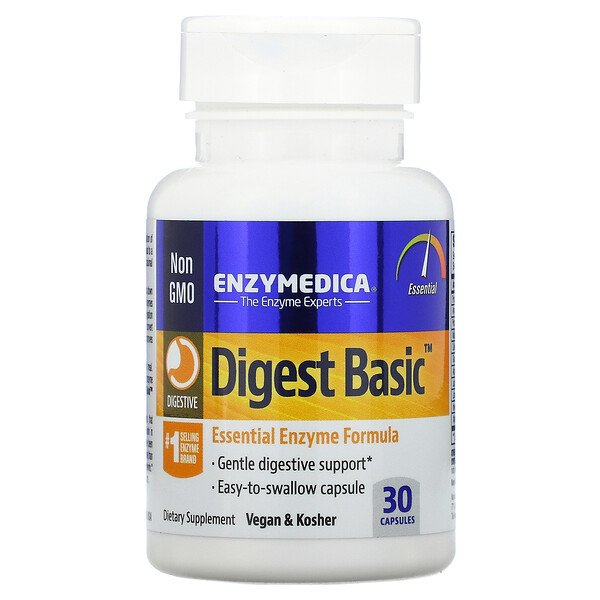 Digest Basic, Формула основных ферментов, 30 капсул Enzymedica