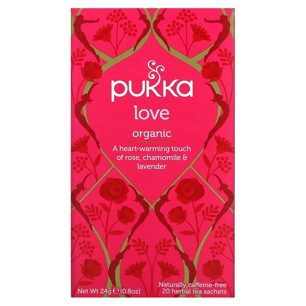 Органический травяной чай, Love, без кофеина, 20 пакетиков по 0,04 унции (1,2 г) каждый Pukka Herbs