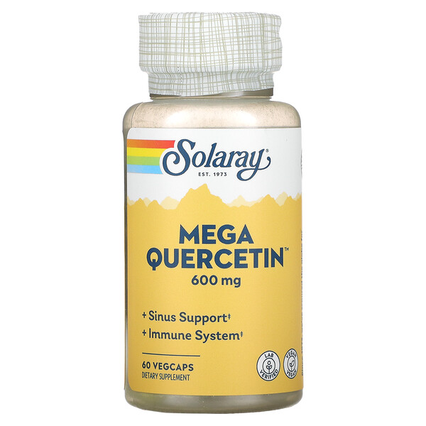 Мега кверцетин, 600 мг, 60 растительных капсул Solaray