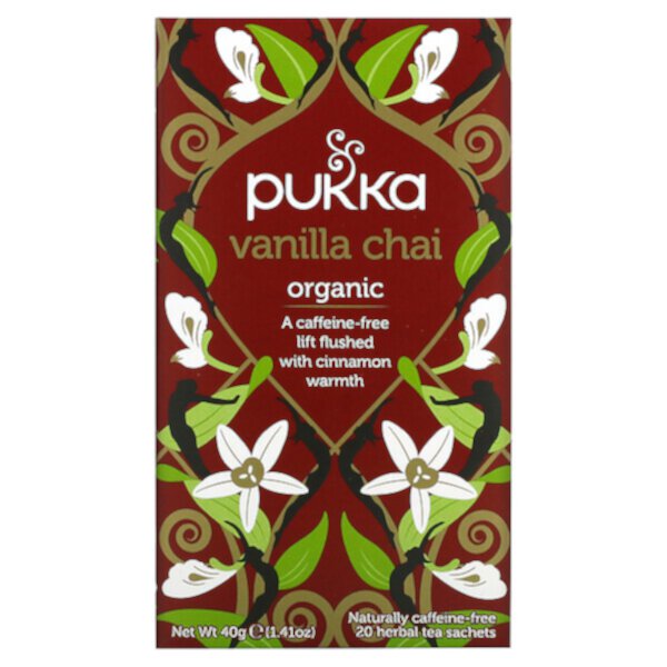 Органический травяной чай, ванильный чай, без кофеина, 20 пакетиков по 0,07 унции (2 г) каждый Pukka Herbs