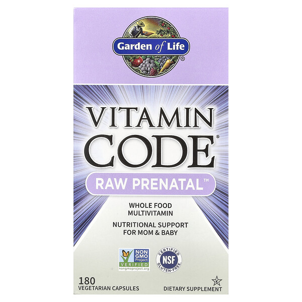 Vitamin Code, RAW Prenatal, 180 Vegetarian Capsules (Вегетарианские капсулы) Garden of Life