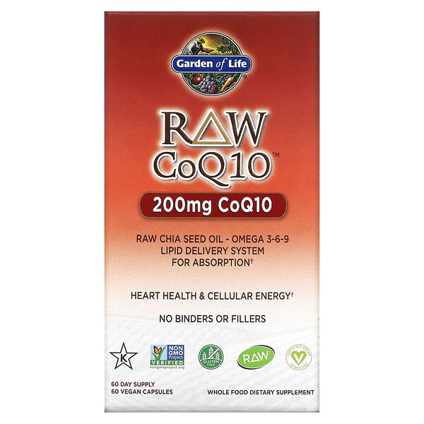 RAW CoQ10 - 200 мг - 60 веганских капсул - Garden of Life Garden of Life