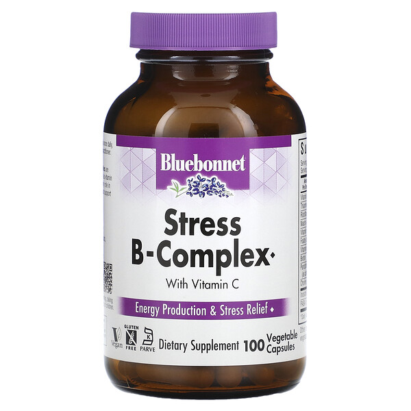 Stress B-Complex с витамином C - 100 растительных капсул - Bluebonnet Nutrition Bluebonnet Nutrition