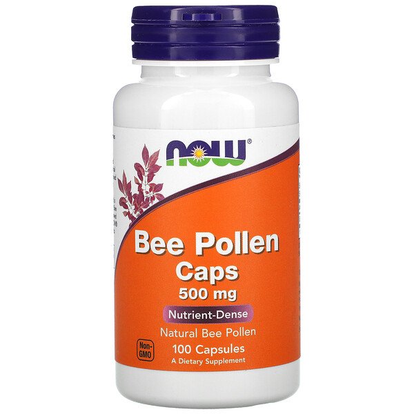Капсулы с пчелиной пыльцой, 500 мг, 100 капсул NOW Foods