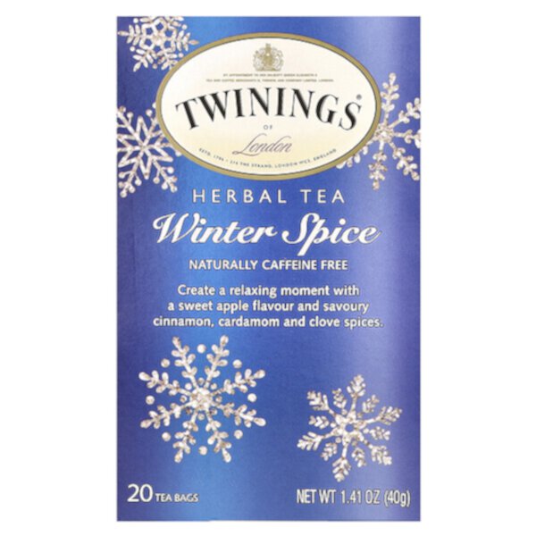 Herbal Tea, Winter Spice, без кофеина, 20 чайных пакетиков, 1,41 унции (40 г) Twinings