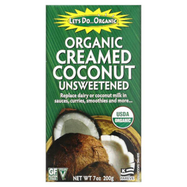 Let's Do Organic, Organic Creamed Coconut, Unsweetened, 7 oz (200 g) Edward & Sons