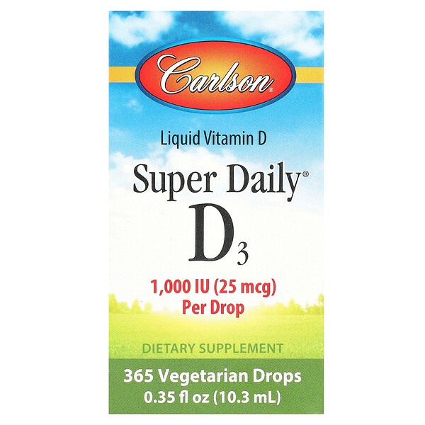 Super Daily D3, 25 мкг (1000 МЕ), 10.3 мл - Carlson Carlson