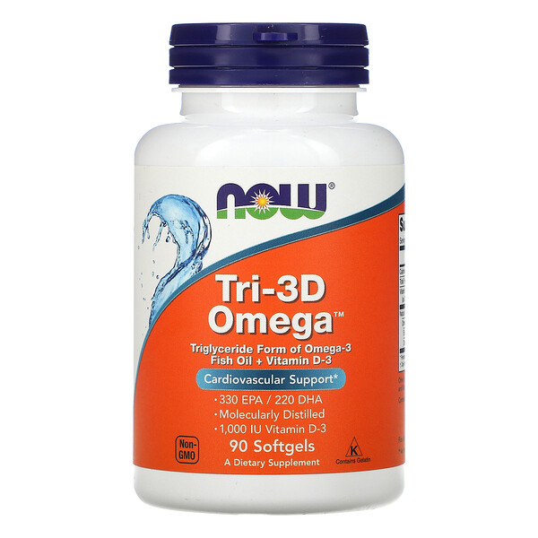 Tri-3D Omega, 330 EPA / 220 DHA - 90 мягких капсул - NOW Foods NOW Foods