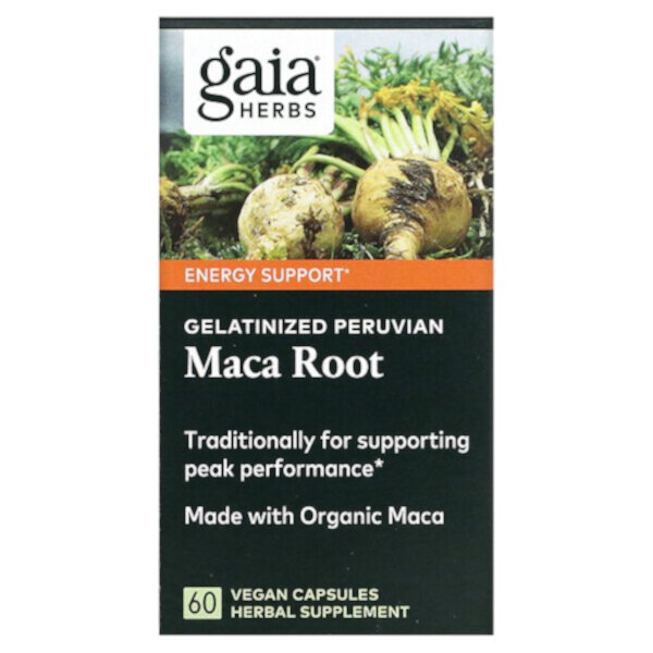 Желатинизированный корень перуанской маки, 60 веганских капсул Gaia Herbs