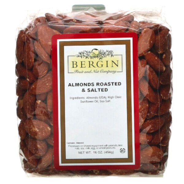 Миндаль жареный и соленый, 16 унций (454 г) Bergin Fruit and Nut Company