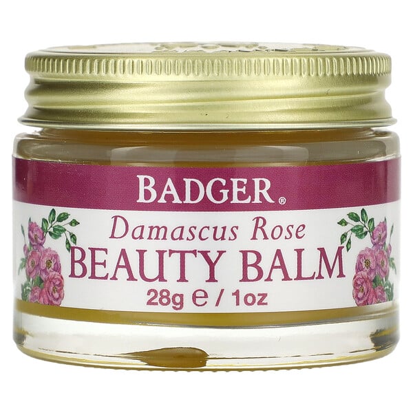 Organic, Beauty Balm, дамасская роза, 1 унция (28 г) Badger Basket