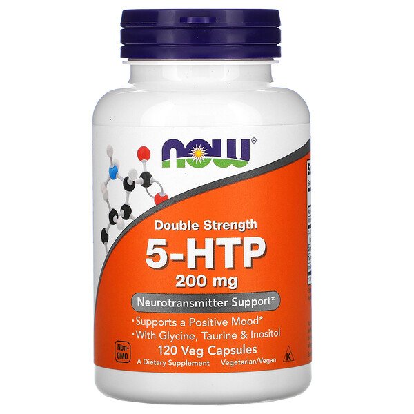 5-HTP, двойная сила, 200 мг, 120 растительных капсул NOW Foods