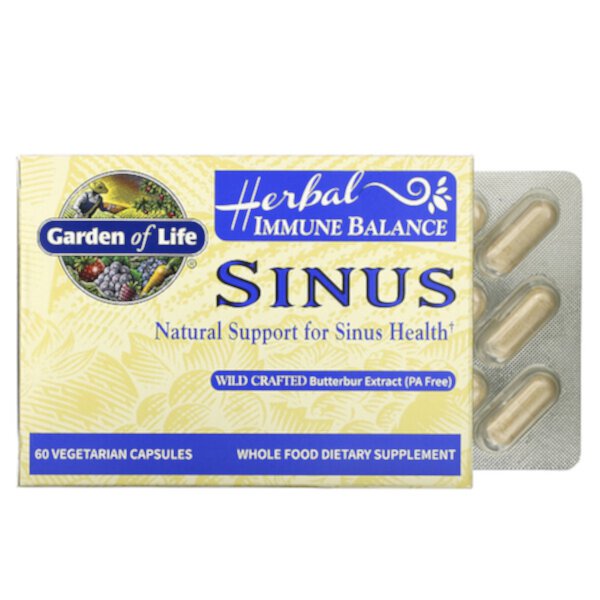 Herbal Immune Balance, Sinus, 60 вегетарианских капсул Garden of Life