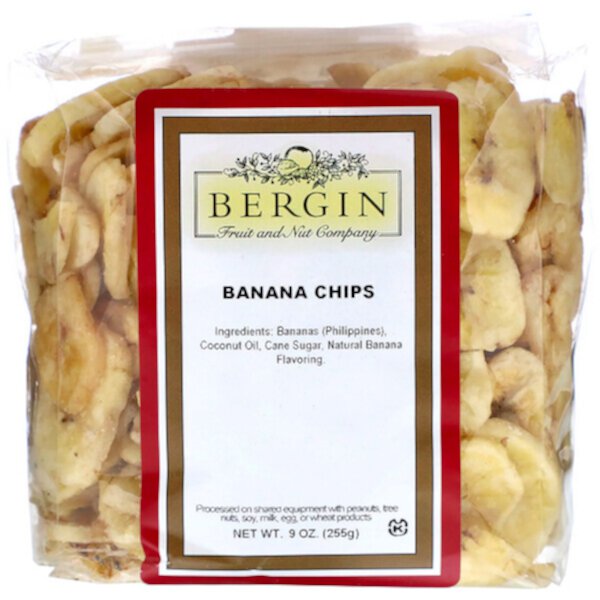 Банановые чипсы, 9 унций (255 г) Bergin Fruit and Nut Company