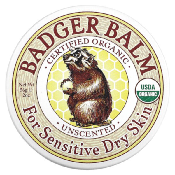 Бальзам Badger, для чувствительной сухой кожи, без запаха, 2 унции (56 г) Badger Basket