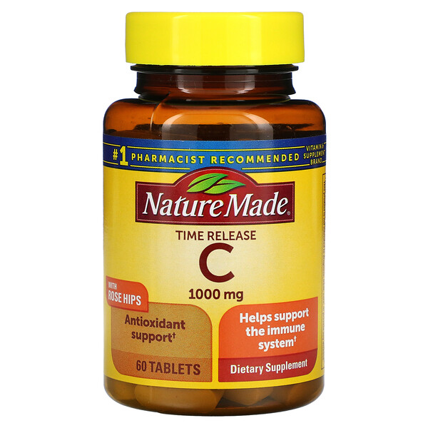 Vitamin C with Rose Hips, Time Release, 1,000 mg, 60 Tablets (Таблетки) Nature Made