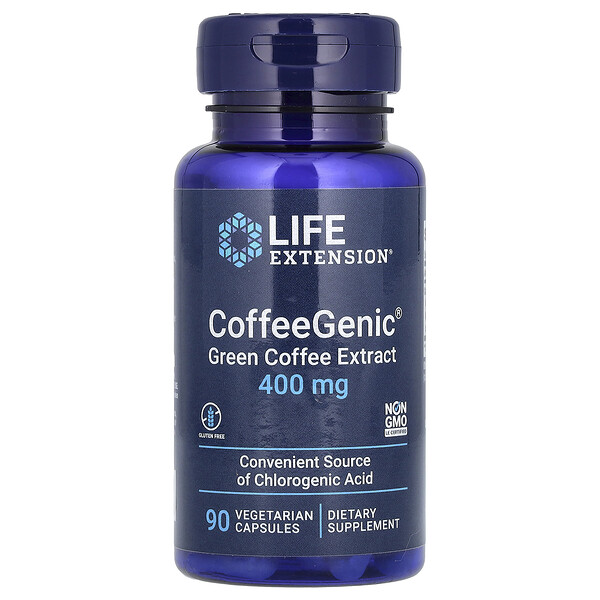CoffeeGenic, Экстракт зеленого кофе, 400 мг, 90 вегетарианских капсул Life Extension