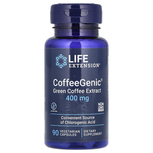 CoffeeGenic, Green Coffee Extract, 400 mg, 90 Vegetarian Capsules (Вегетарианские капсулы) Life Extension