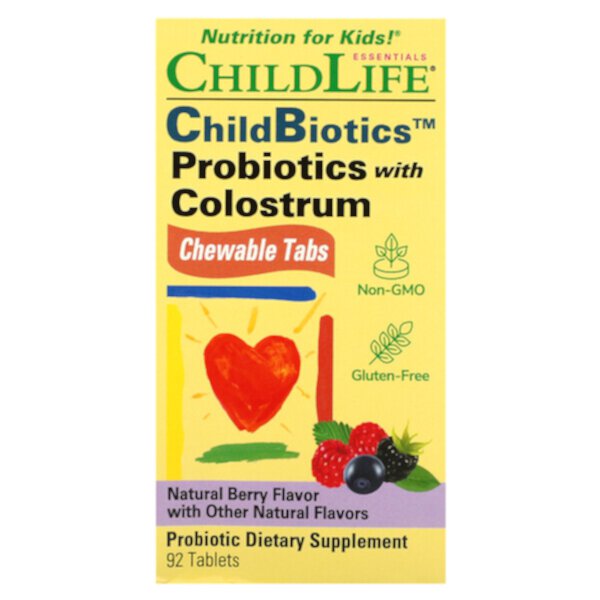 Пробиотики с молозивом, ягодный вкус, 90 жевательных таблеток ChildLife Essentials