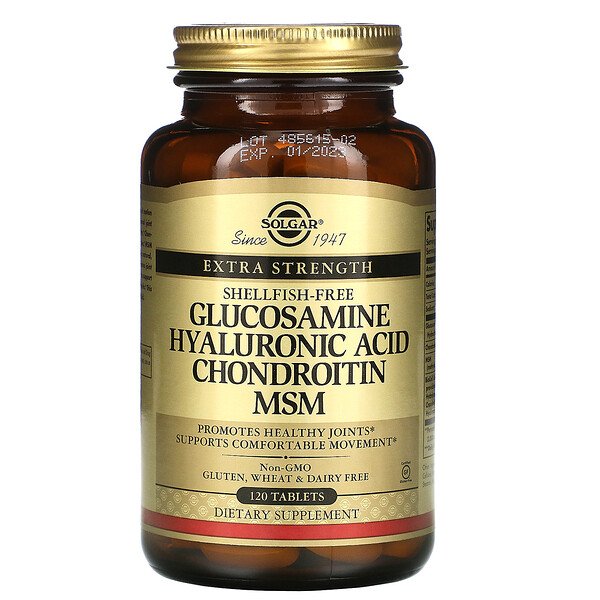 Глюкозамин Гиалуроновая кислота Хондроитин МСМ, 120 таблеток Solgar
