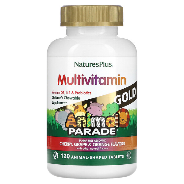 Source of Life, Animal Parade Gold, жевательная мультивитаминно-минеральная добавка для детей, в ассортименте, 120 таблеток в форме животных NaturesPlus