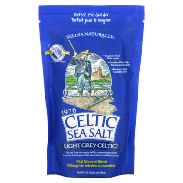Светло-серый кельтский, смесь жизненно важных минералов, 1 фунт (454 г) Celtic Sea Salt