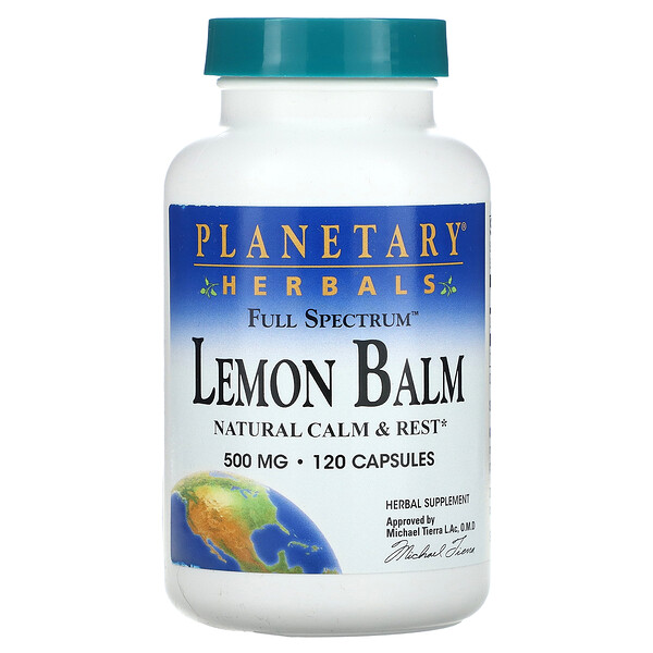 Лимонный бальзам Full Spectrum, 500 мг, 120 капсул Planetary Herbals