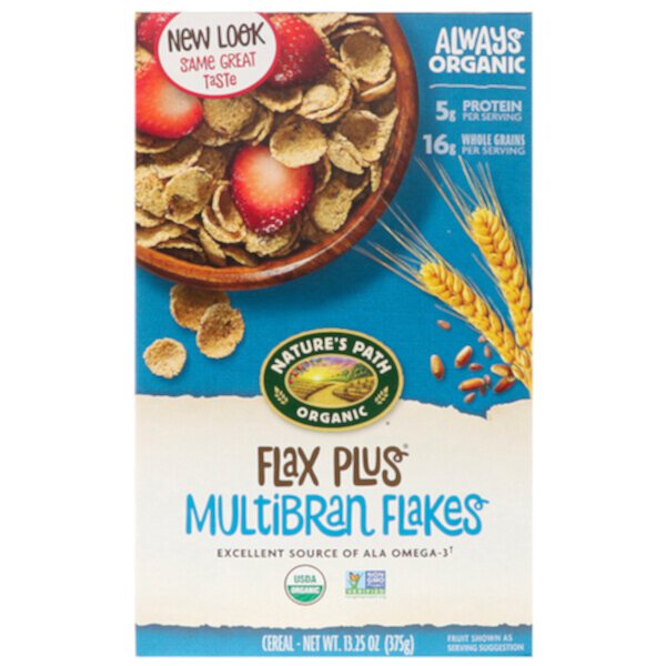 Organic, Хлопья Flax Plus Multibran Flakes, 13,25 унций (375 г) Nature's Path