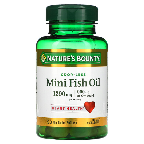 Мини-рыбий жир, 645 мг, 90 мини-капсул с покрытием Nature's Bounty
