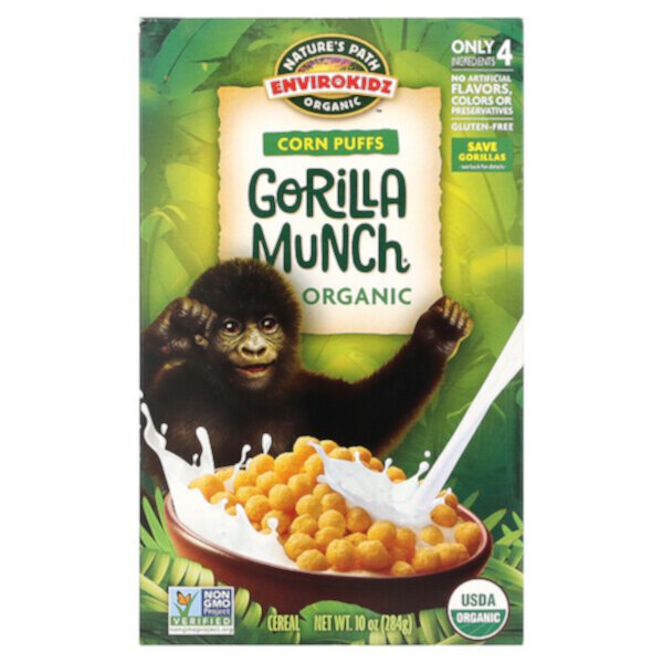 EnviroKidz, Органические кукурузные палочки Gorilla Munch Cereal, 10 унций (284 г) Nature's Path