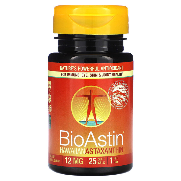 BioAstin, Гавайский Астаксантин - 12 мг - 25 мягких капсул - Nutrex Hawaii Nutrex Hawaii