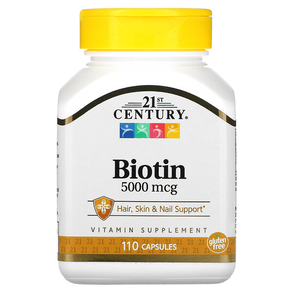 Биотин - 5000 мкг - 110 капсул - 21st Century 21st Century