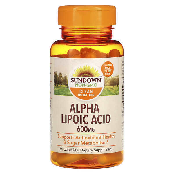 Альфа-липоевая кислота, 600 мг, 60 капсул Sundown Naturals