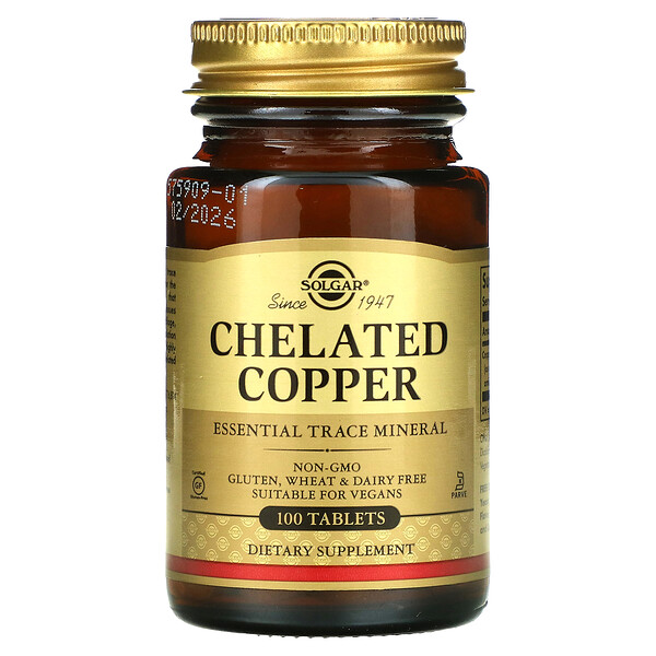 Chelated Copper, 100 Tablets (Таблетки) Solgar