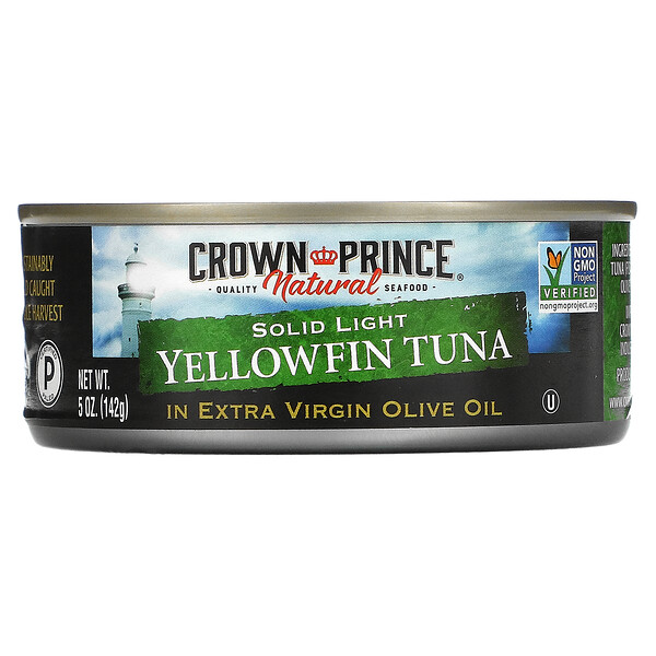 Желтоперый тунец, Solid Light, оливковое масло Extra Virgin, 5 унций (142 г) Crown Prince Natural