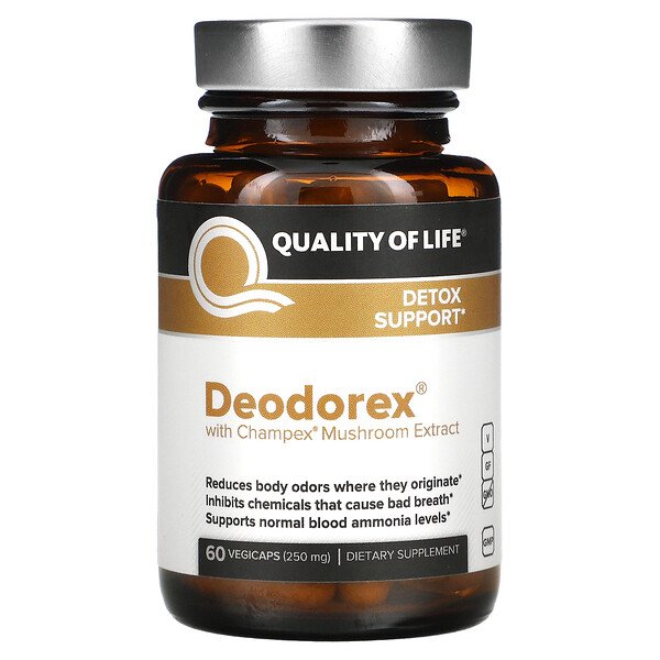 Дезодорекс с экстрактом гриба Чампекс, 500 мг, 60 растительных капсул (250 мг на капсулу) Quality of Life Labs