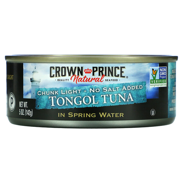 Tongol Tuna, Chunk Light - без добавления соли, в родниковой воде, 5 унций (142 г) Crown Prince Natural