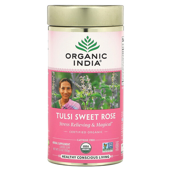 Tulsi Sweet Rose, без кофеина, 3,5 унции (100 г) Organic India