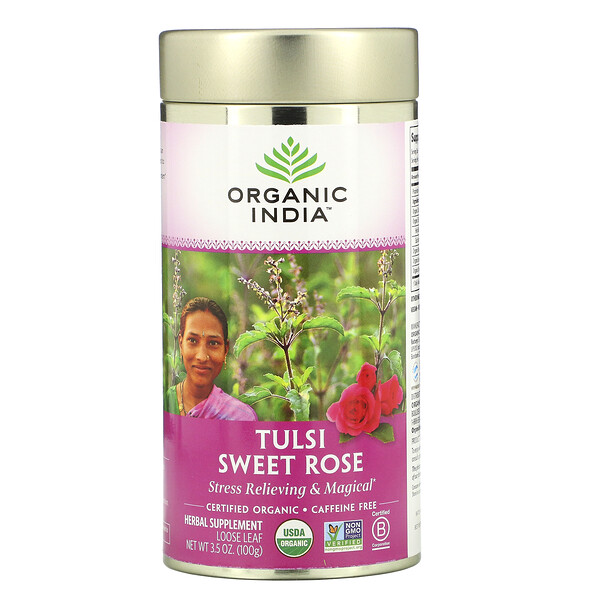 Tulsi Sweet Rose, без кофеина, 3,5 унции (100 г) Organic India