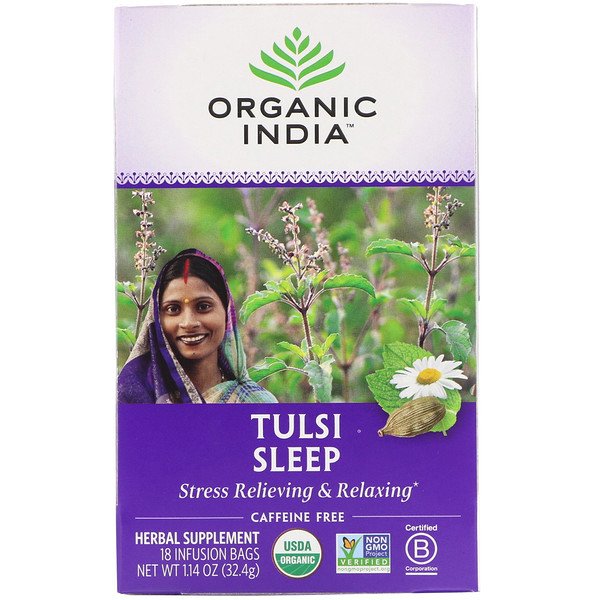 Tulsi Tea, Sleep, без кофеина, 18 пакетиков для заваривания, 1,14 унции (32,4 г) Organic India