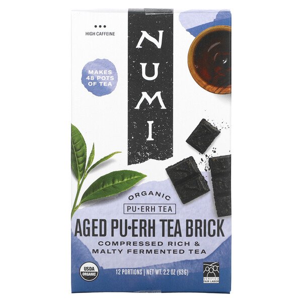 Органический чай пуэр, выдержанный чай пуэр, 2,2 унции (63 г) Numi Tea