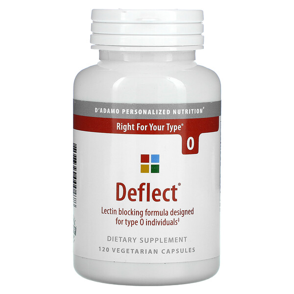 Deflect, Формула блокирования лектина для типа O, 120 вегетарианских капсул D'adamo