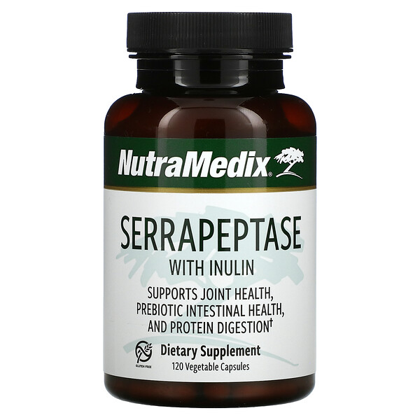 Серрапептаза с инулином, 120 растительных капсул NutraMedix