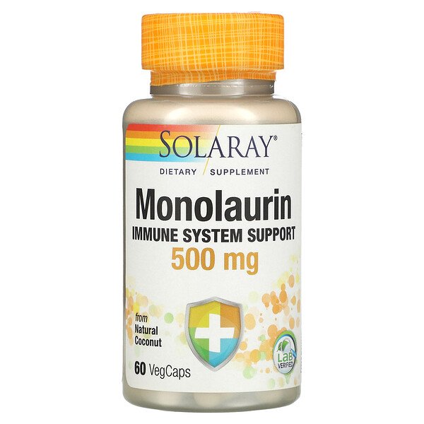 Монолаурин, 500 мг, 60 растительных капсул Solaray