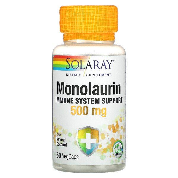 Монолаурин, 500 мг, 60 растительных капсул Solaray