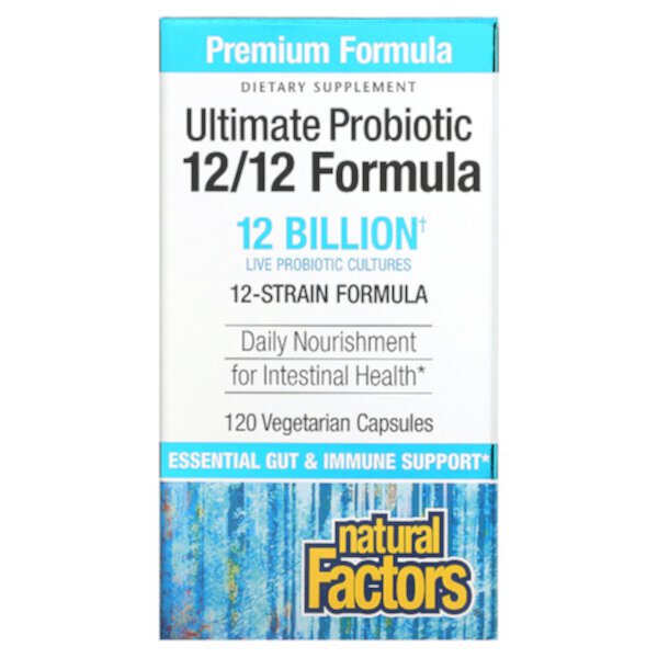Ultimate Probiotic, Формула 12/12, 12 миллиардов КОЕ, 120 вегетарианских капсул Natural Factors