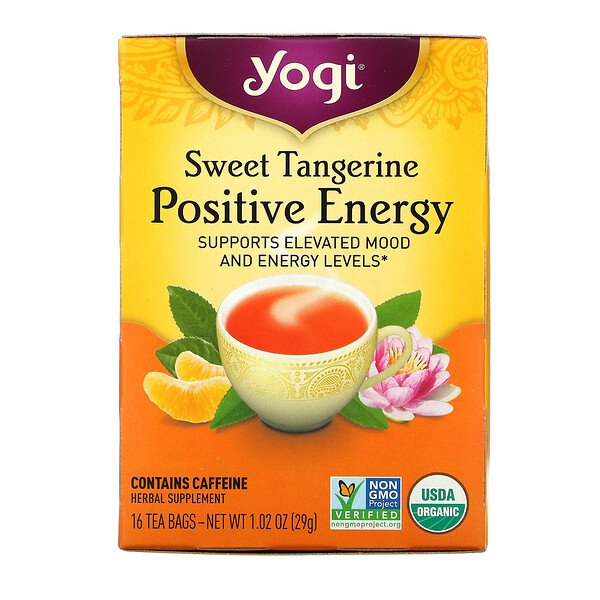 Positive Energy, Сладкий мандарин, 16 чайных пакетиков, 1,02 унции (29 г) Yogi Tea