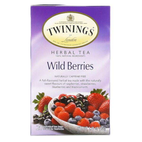 Травяной чай, Лесные ягоды, без кофеина, 20 чайных пакетиков, 1,41 унции (40 г) Twinings