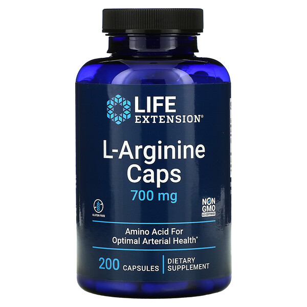 L-аргинин в капсулах, 700 мг, 200 капсул Life Extension